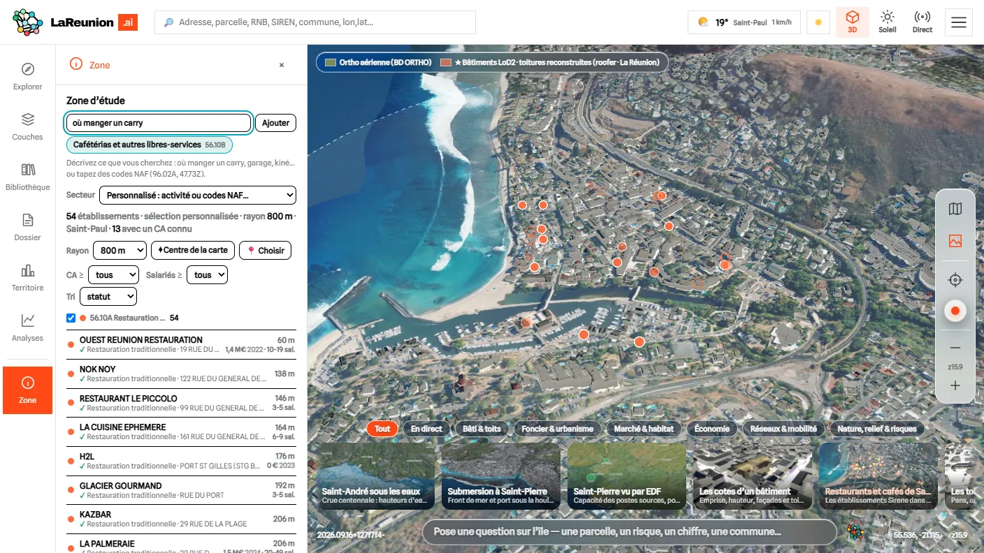 Écran de l’application : Une IA qui connaît son île